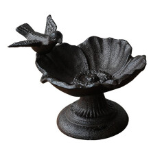Adornos de Cuenco para Comedero de Pájaros con Pétalos de Hierro Fundido, Estilo Retro Nostálgico, para Sala de Estar, Jardín y Balcón