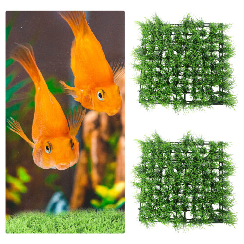 2pcs Plastic Aquatic Grass Aquarium Decor Green 2