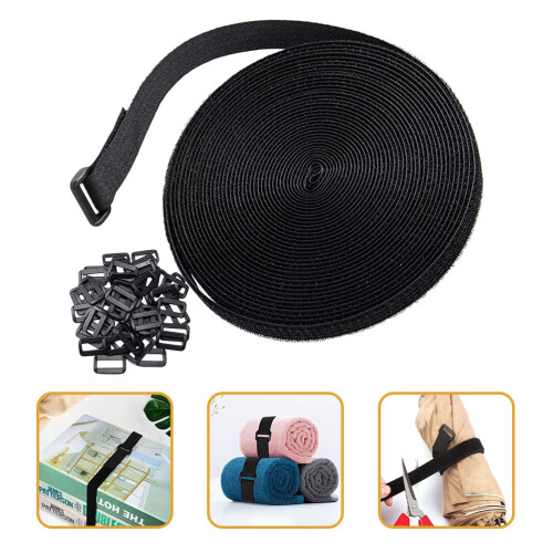 1Set Schwarze Nylon- -Kabelbinder Mit Schnalle Für Organizer 1