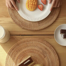 6X Rattan Woven Placemats Oval Round Table Mats Non Slip Heat Resistant Place Mat Natural Multipurpose Placemat 30X40cm