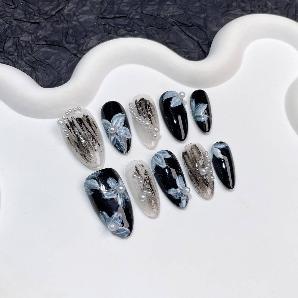 Dcph-Clothing (Xs) Floral Fake Nails - Long Lasting & Flexible Diy Decor