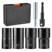 6 Piece Lug Nut Removal Tool, 1/2 Inch Swivel Socket and Bolt Extractor Set, Metric 22-27mm Wheel Lock Removal Kit
