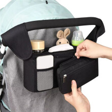 Universal Baby & Pet Stroller Organizer with Insulated Cup Holder, Detachable Phone Bag & Adjustable Shoulder Strap
