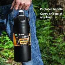 Portable Handle Cup 304 Stainless Steel Double-Layer Insulation Bounce Lid Space Kettle Mountain Climbing White