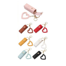 Lippenstifttasche, Schlüsselanhänger, Karabinerverschluss, Rostfreies PU-Leder, -Lippenstiftbehälter mit Herzanhänger, Geldbörse,