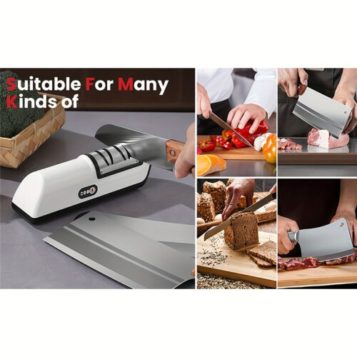 Kitchen Electric Knife Sharpener Multifunctional Automatic 4 Gears Electric Knife Sharpener Kitchen Accessories Yellow 2
