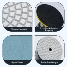 16pcs 4inch Diamond Wet Polishing Pads with Backer Pad,50-6000 Grit Pads,Wet/Dry Granite-Polish Kit for Drill Grinder