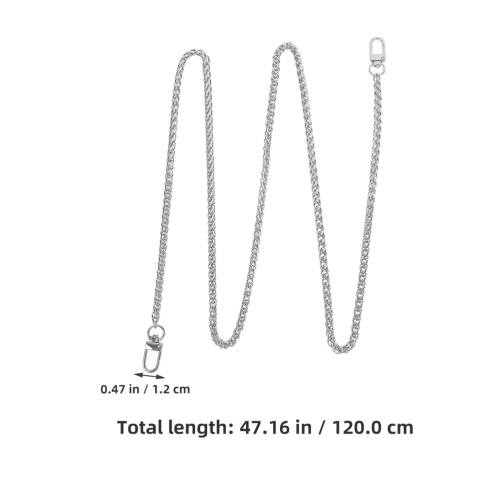 2Pcs Iron Chain Purse Strap Silver Durable Metal Bag Decorative Chain 2