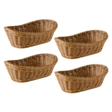 4X Ovaler Korbweide Gewebte Brot Korb, 10,2 Zoll Aufbewahrungs Korb für Lebensmittel Obst Kosmetik Aufbewahrung Tischplatte und Badezimmer