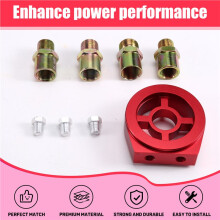 Universal Oil Filter Cooler Sandwich Plate Adapter Oil Sensor Adapter with Connectors M18 M20 M22 3/4 Red