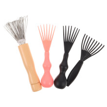 4Pcs Mini Hair Brush Cleaner Tool with Metal Rake and Plastic Handle