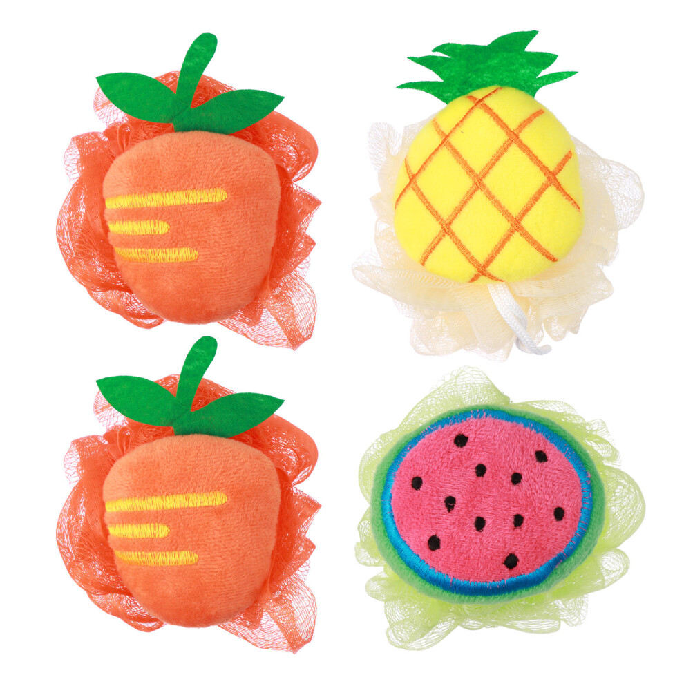 Iplusmile 4Pcs Fruit Shape Bath Balls Pe Mesh Shower Brushes For Exfoliating
