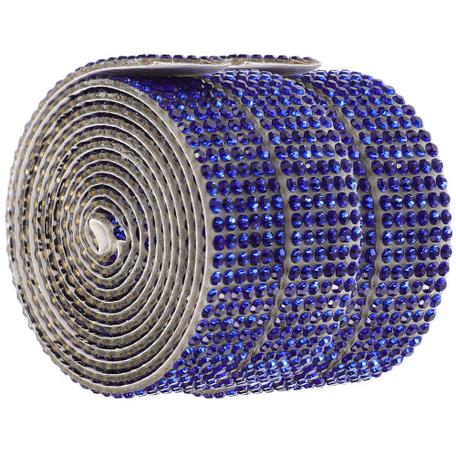 3Rolls Blue Lightweight Rhinestone Ribbon for Decorative Crafts