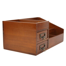 Wood Desk Organizer Retro Multi Layer Wooden Storage Cabinet Desktop Cosmetic Makeup Drawer Jewelry Storage Box