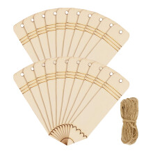 30Pcs Unpainted Wood Bookmarks Pencil Shaped DIY Blank Tags with Rope