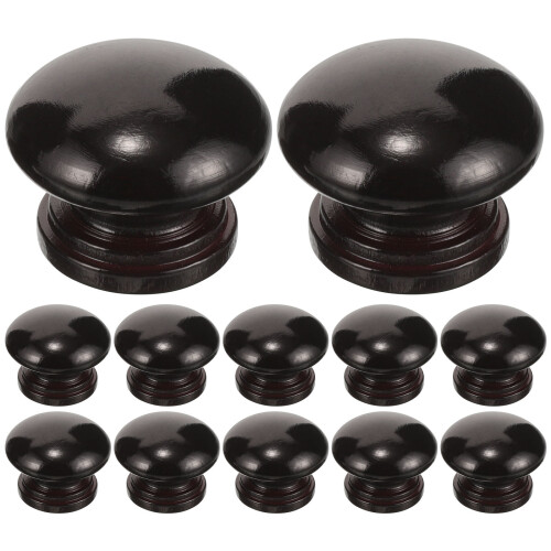 12Pcs Wood Door Pull Handles Minimalist Black Drawer Knobs for Home