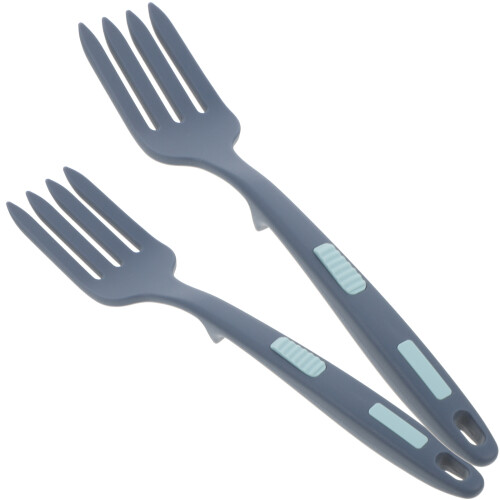 2Pcs Multi-Function Dark Blue Silicone Forks for Cooking and Mixing