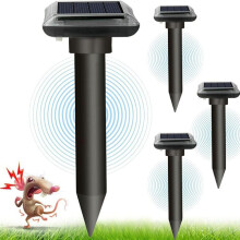 Solar Mole Repellent, Ultrasonic & Solar Powered Mouse Repellent, Waterproof Chaser for Lawn, Patio & Garden 4 PCS