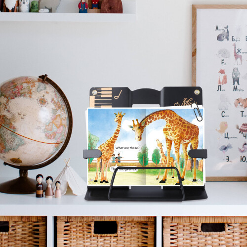 1Pièces Support De Lecture Ajustable Métal Noir Pour Bureau Et École 1