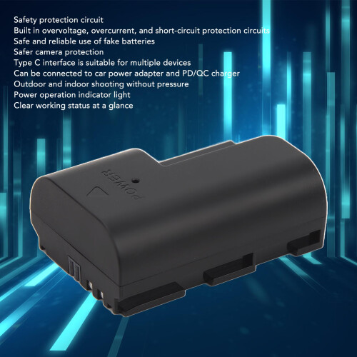 Full Decoded Dummy Battery for DSLR Cameras Type C 50cm Cable 35g 2