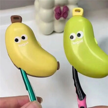 Toothpaste Dispenser, Cute and Fun Banana Shape Travel Toothbrush Storage Box, Toothbrush Lid Holder 3 Yellow + 3 Green