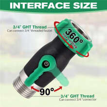 304 Stainless Steel Garden Hose Shut-Off Valv, 3/4'' Full Flow Garden Hose Valve with 360 Rotatable Swivel 90