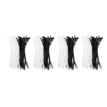 4 Pièces Organisateur de Cravate Zippée de Câble de Poussée de Fil Automatique de 3 mm x 150 mm Blanc Noir 100 Pièces