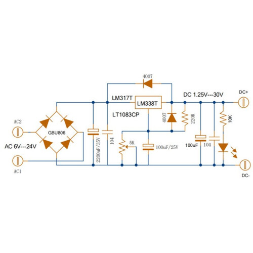 2X Adjustable Linear Regulated Power Supply Board LM317 1.5A Output Filament Voltage Regulation DIY Electronics Kit