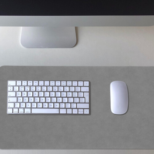 Grey Leather Large Desk Mat Dual Mouse Pad Office Desk Protector 2
