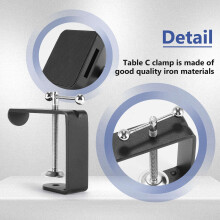 Heavy-Duty Table Mount Clamp, C Mounting Clamp Holder with Headset Hook Hanger for Microphone Suspension Boom Arm Stand