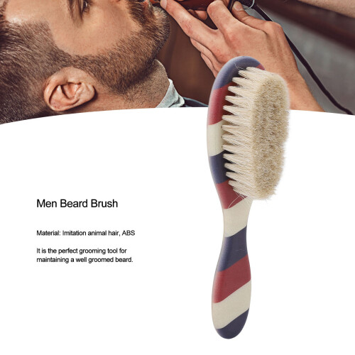 Beard Brush Men Barber Soft Cleaning Styling Tool with Striped Handle Portable 2