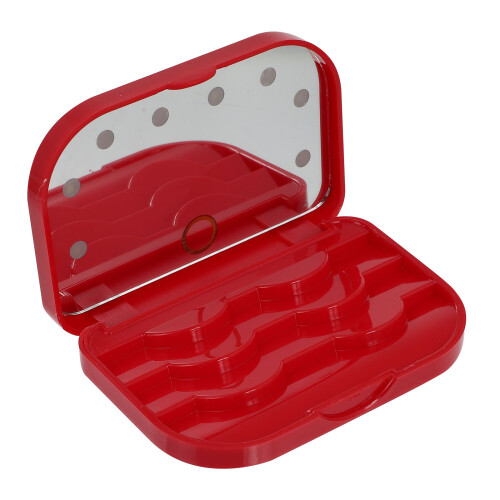 Red Plastic False Eyelash Organizer Portable LED Lash Storage 1