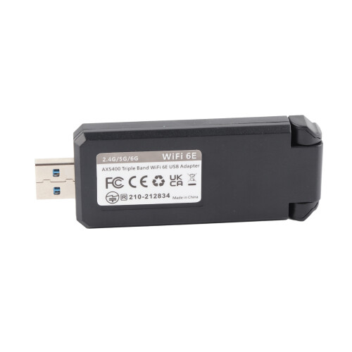 WiFi 6E USB3.0 Adapter 5400Mbps ABS Black