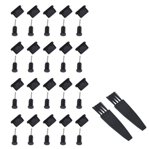20Pairs Black Silicone Phone Plug Set for Type-C USB Dust Protection 1