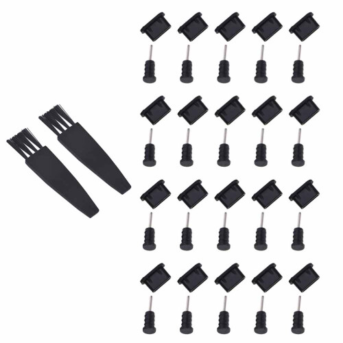 20Pairs Black Silicone Phone Plug Set for Type-C USB Dust Protection 2
