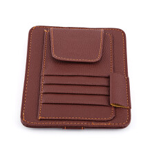 Auto Car Sun Visor Pouch Organizer Brown Card & Glasses Holder Clip AU