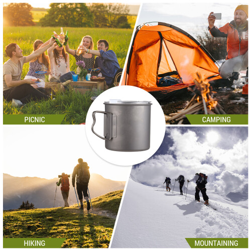 Ti Water Cup 600ml Titanium Camping Cup 9x9x10cm
