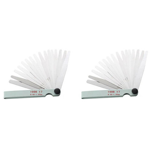 2X Silver Tone Metal Metric  Thickness Feeler Gauge Blades 0.02-1Mm Tool