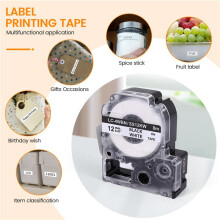 4 Pack Compatible Label Tape Replacement for LK-4WBN (SS12KW) Label Tape Cartridges Black White Tape