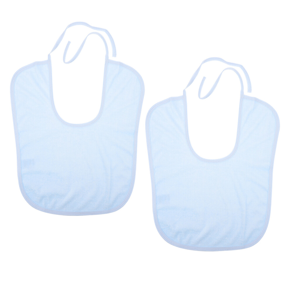 Happyyami 2Pcs Blue Waterproof Adult Bib Bamboo Fiber Adjustable Meal Apron