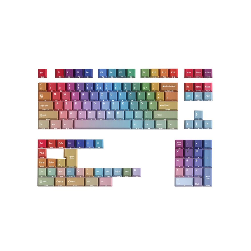 Gradient Rainbow Keycaps Pbt Keycap For Mechanical Keyboard Shine Through Side,German Double Engraving 6031621585151