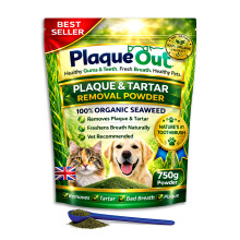 PLAQUE OUT 750G Pouch Tartar Plaque Off Remover, Bad Breath Dogs, Cats