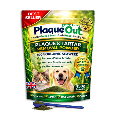 PLAQUE OUT 450G Pouch Tartar Plaque Off Remover, Bad Breath Dogs, Cats