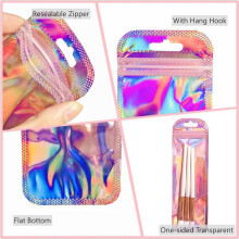 500Pc Resealable Holographic Pen Smell Proof Pouch Zipper Closure Beadable Packaging Bags for Pen Sealable Storage Bag