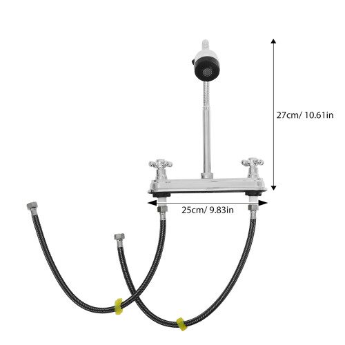 Rotatable Silver Dual-Handle Kitchen and Rv Bar Sink Faucet 1