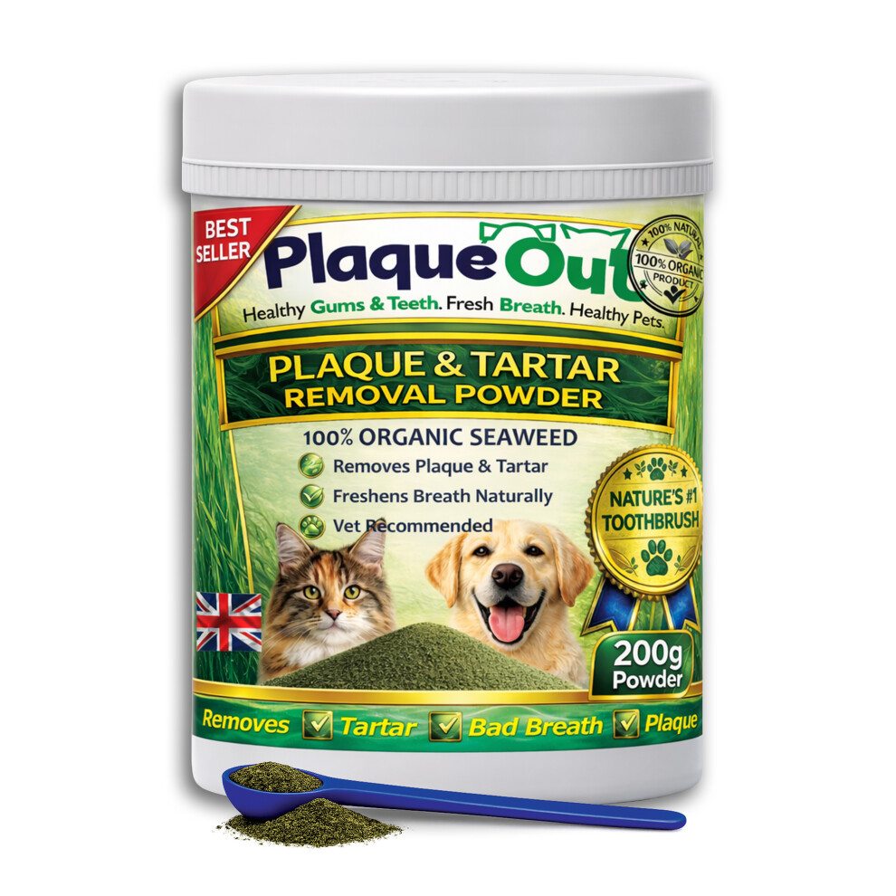 Plaque Out 200G Pot - 100% Natural Dogs & Cats, Plaque, Tartar & Bad Breath