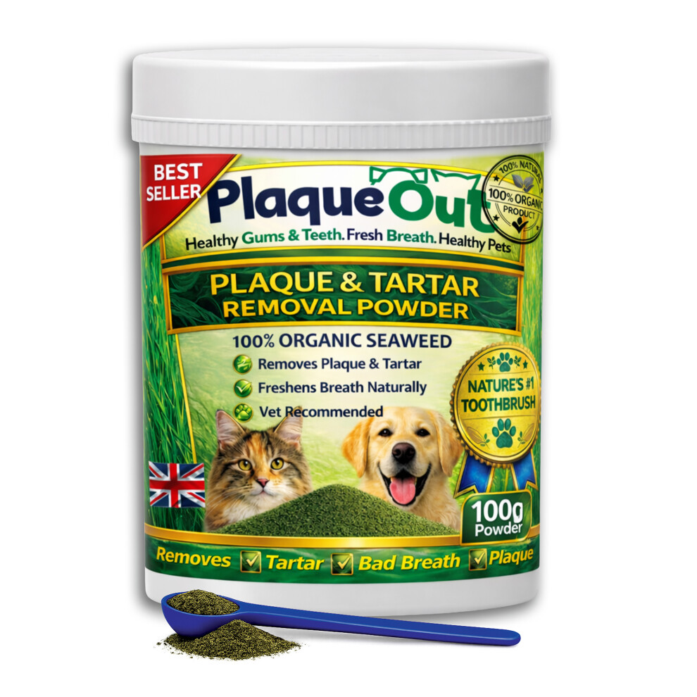 Plaque Out 100G Pot - Tartar Plaque Remover Bad Breath For Dog & Cats
