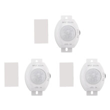 3X Détecteur Capteur Mouvement Infrarouge PIR DC5-24V Interrupteur de Minuterie Mise Lumière LED (Blanc)