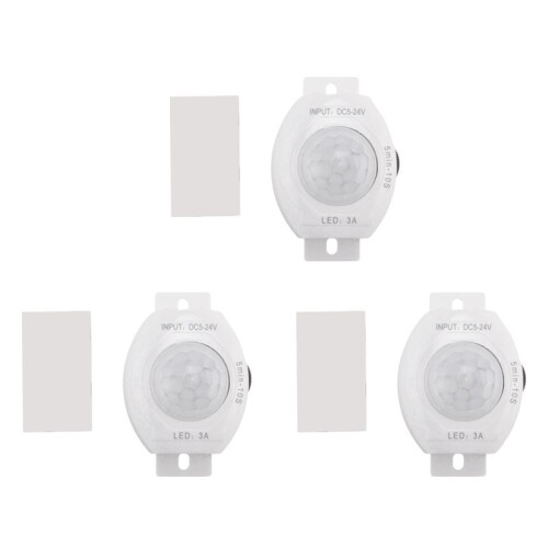 3X PIR Infrared Motion Sensor Detector DC5-24V Auto  Off Timer  Home LED Light(White)