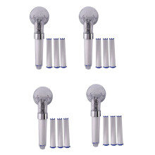 4 Set Negative Ions Bathroom Handheld Shower Water Saving Set with 12 Filters High Pressure